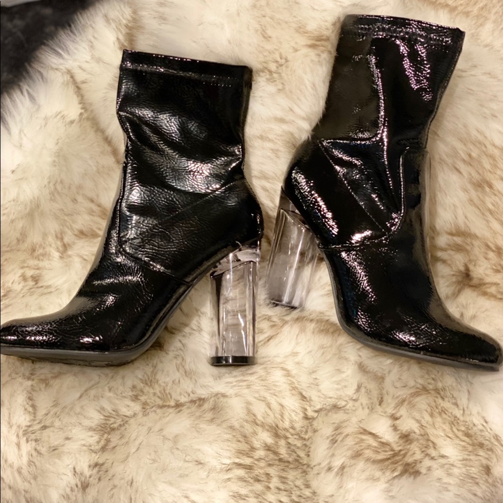 Ankle High Acrylic transparent Heel shine Boots . - Picture 2 of 14